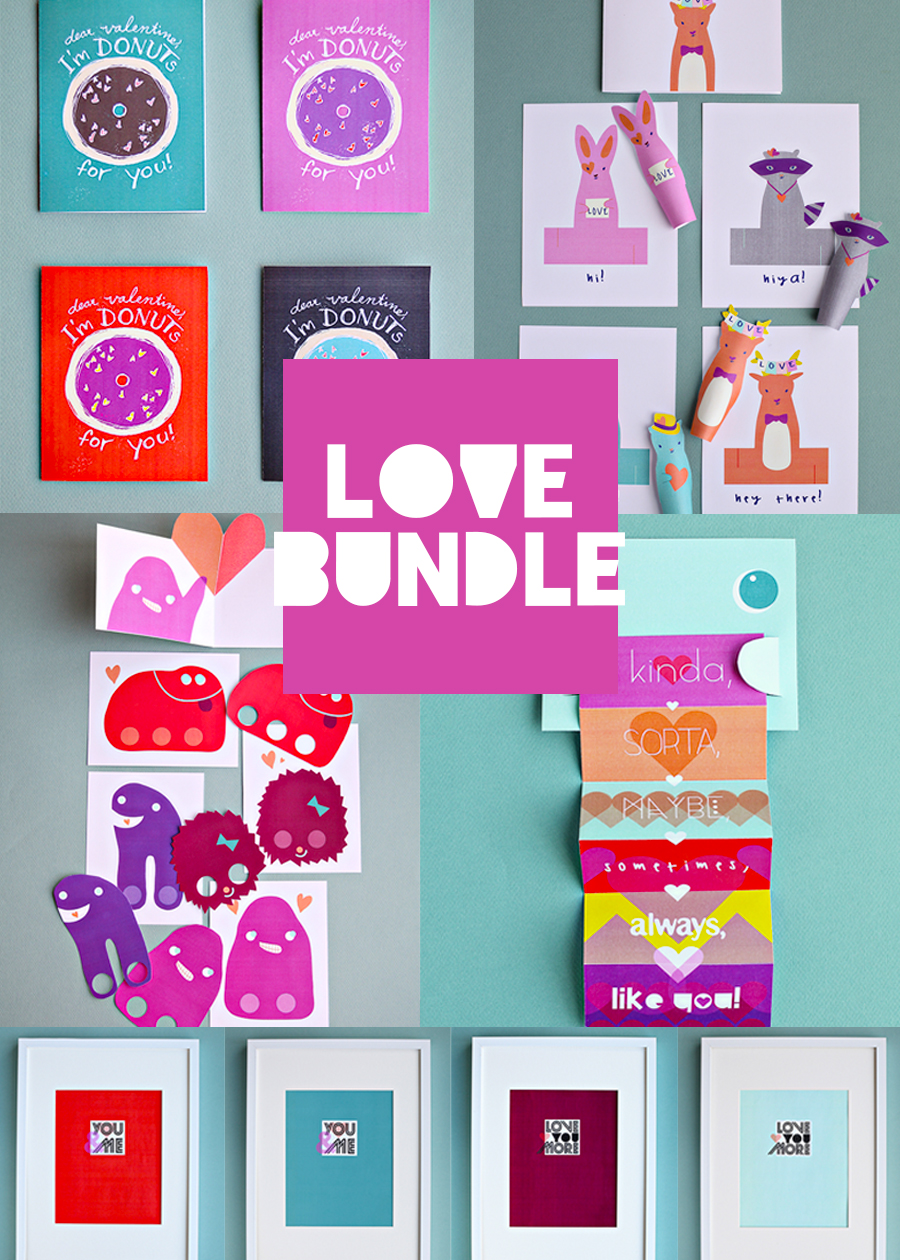 Valentines Love Bundle - 19 DIY printable Crafts to show your love