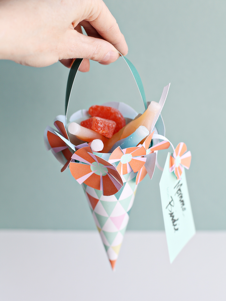 Printable DIY May Day Basket Craft for Kids - Party Favor cone baskets for parties